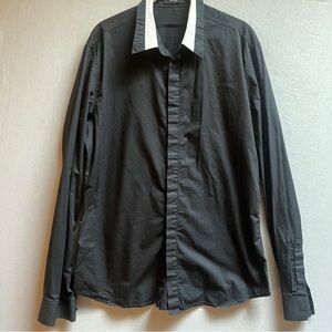 Givenchy Paris Black Cotton Dress Shirt Mens 17.5 / 44